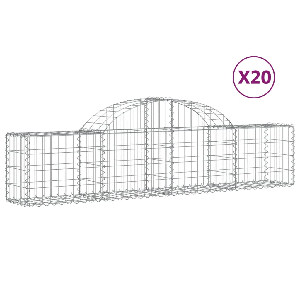 vidaXL 20 db íves horganyzott vas gabion kosár 200x30x40/60 cm