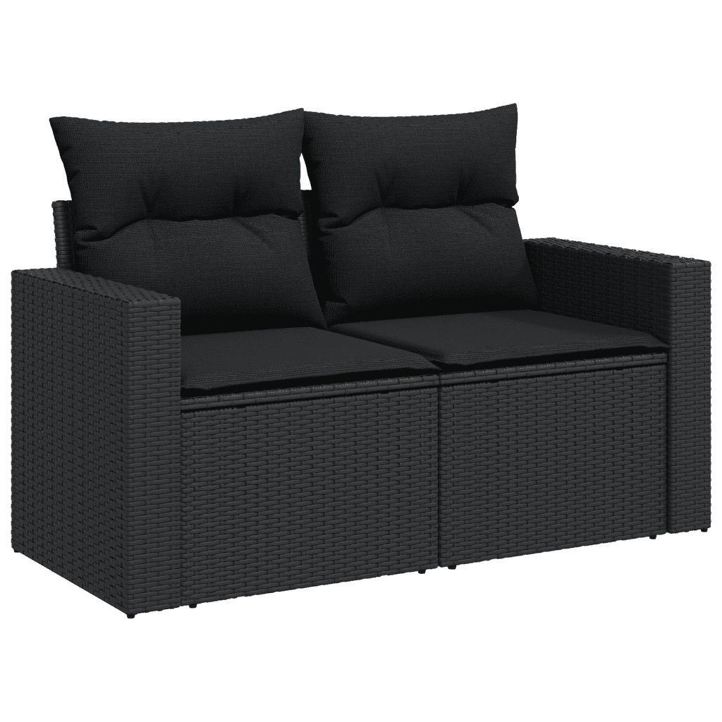 vidaXL 11 részes fekete polyrattan kerti ülőgarnitúra párnákkal