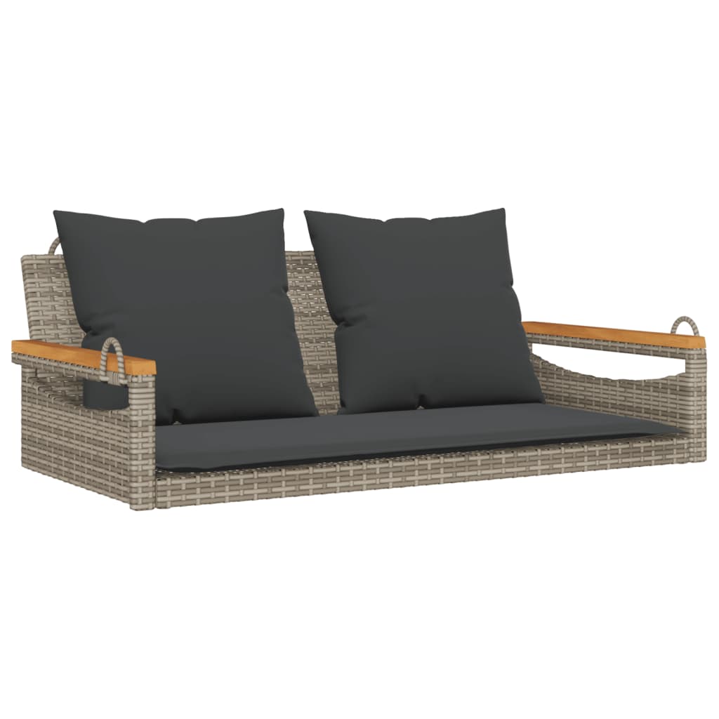 vidaXL szürke polyrattan hintapad párnákkal 109 x 62 x 40 cm