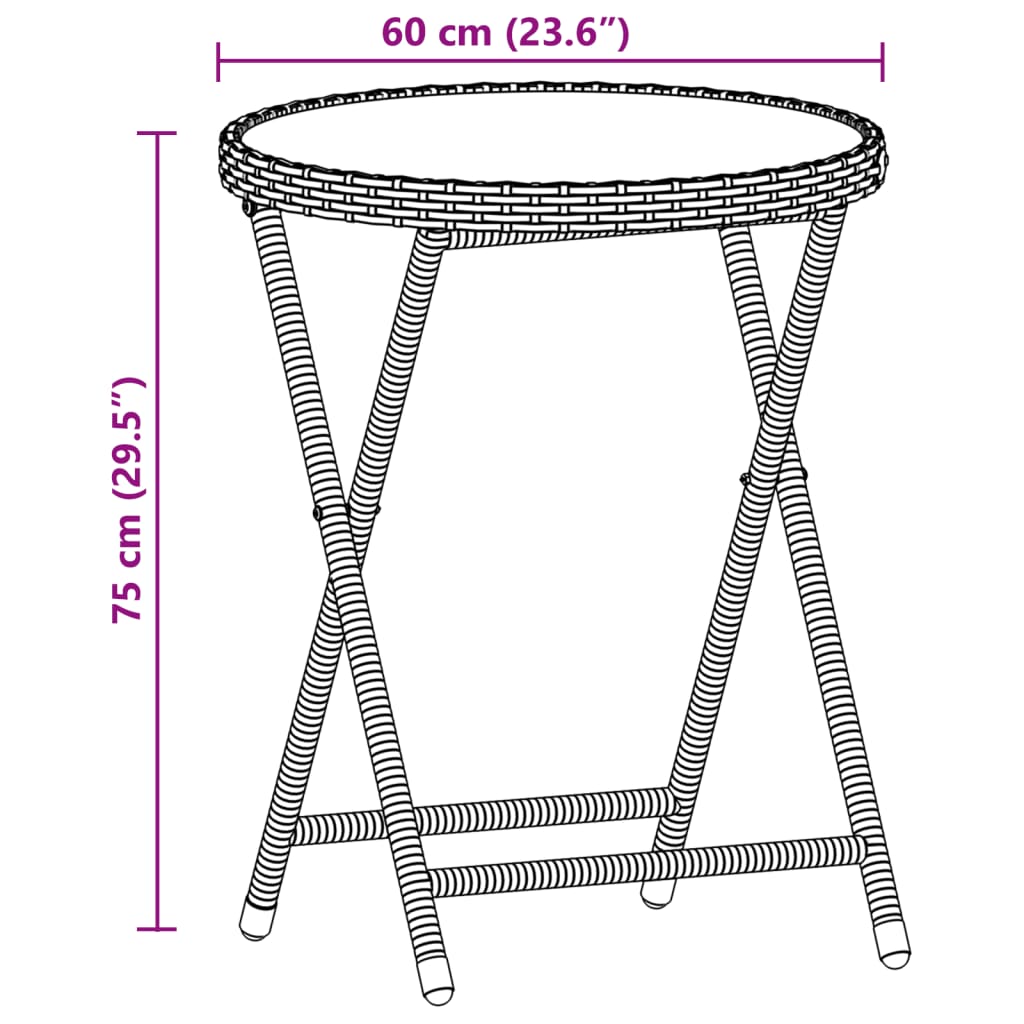 vidaXL 3 részes bézs polyrattan/üveg bisztrógarnitúra párnával