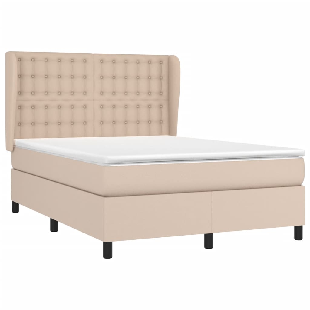 vidaXL cappuccino színű műbőr rugós ágy matraccal 140 x 190 cm