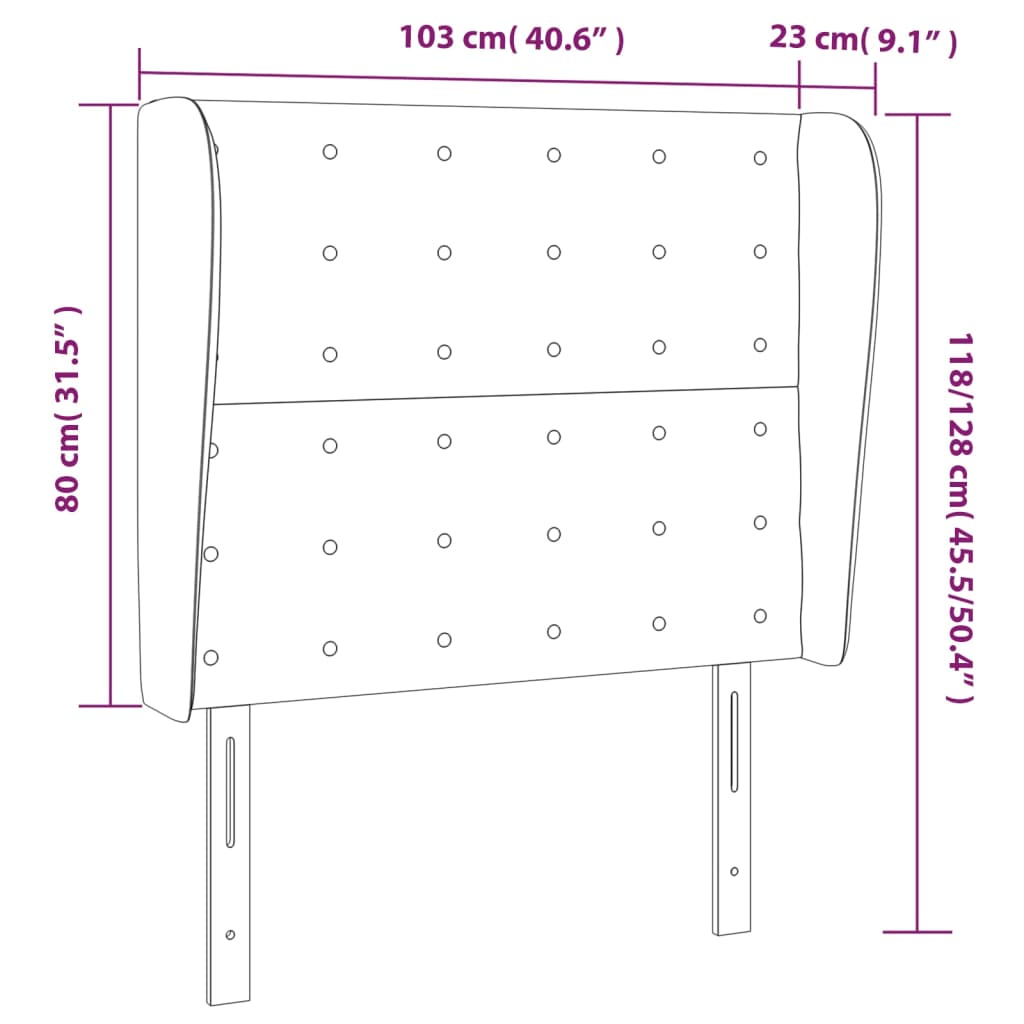 vidaXL fekete műbőr fejtámla szárnyakkal 103 x 23 x 118/128 cm