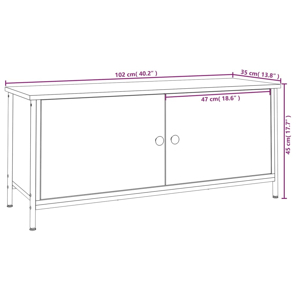 vidaXL fekete szerelt fa TV-szekrény ajtókkal 102x35x45 cm