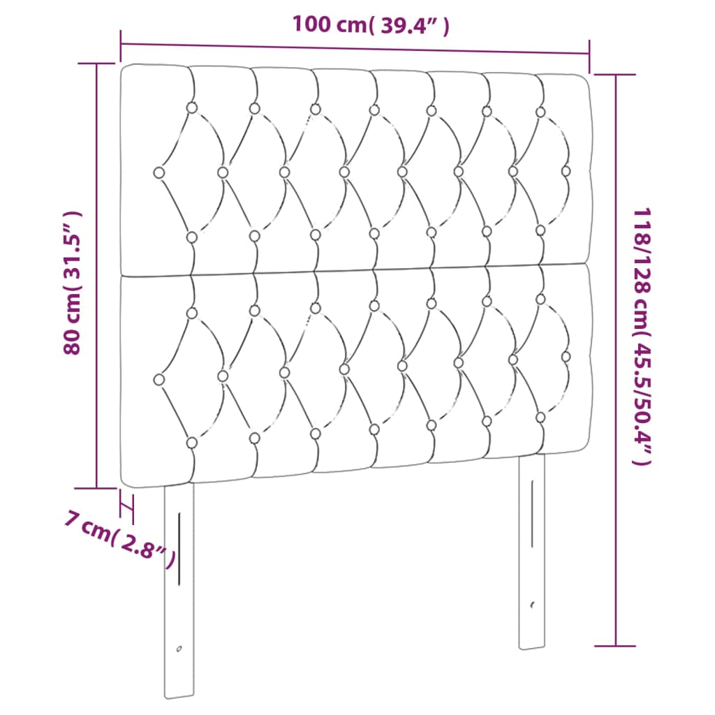 vidaXL sötétszürke szövet LED-es fejtámla 100x7x118/128 cm