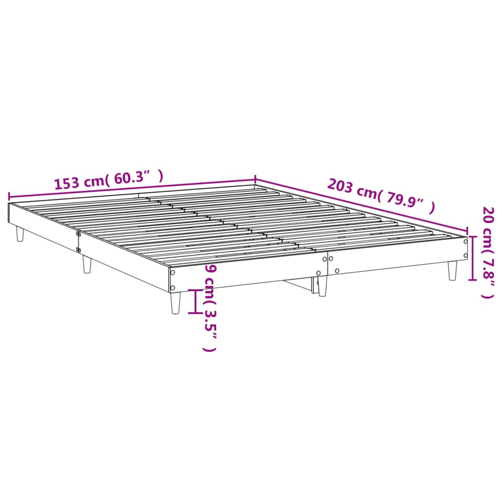 vidaXL sonoma tölgy színű szerelt fa ágykeret matrac nélkül 150x200 cm