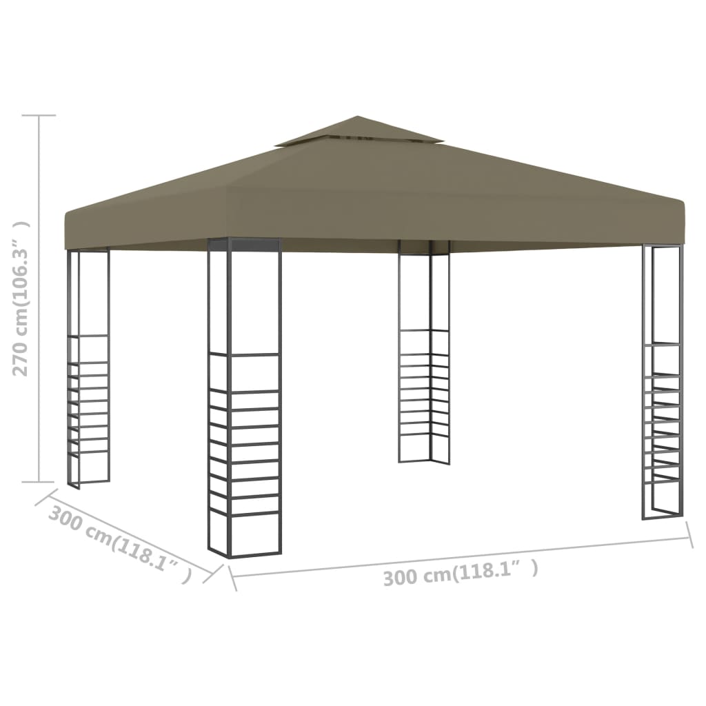 vidaXL tópszínű kerti pavilon 3 x 3 m 180 g/m²