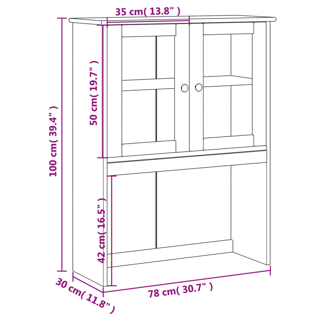 vidaXL VIGO fehér tömör fenyőfa komód felső 78x30x100 cm