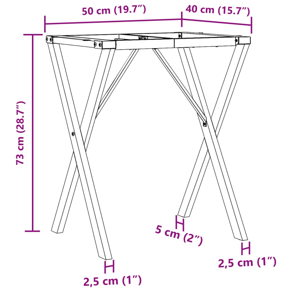 vidaXL öntöttvas étkezőasztallábak X-alakú vázzal 50 x 40 x 73 cm