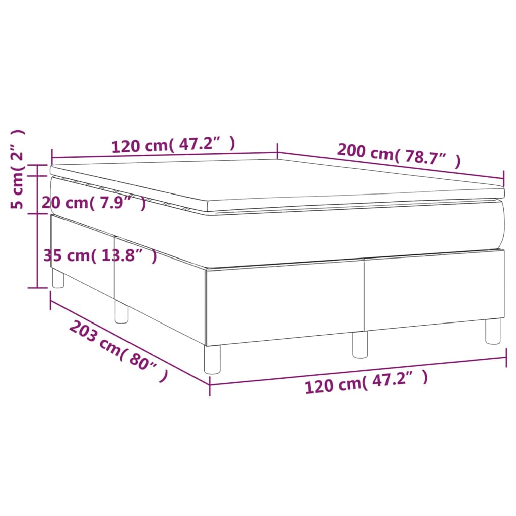 vidaXL krémszínű szövet rugós ágy matraccal 120 x 200 cm