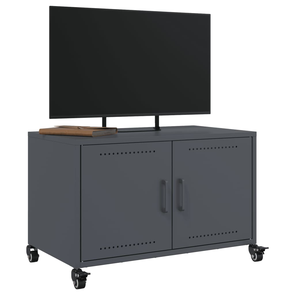 vidaXL antracitszürke hidegen hengerelt acél TV-szekrény 68x39x43,5 cm