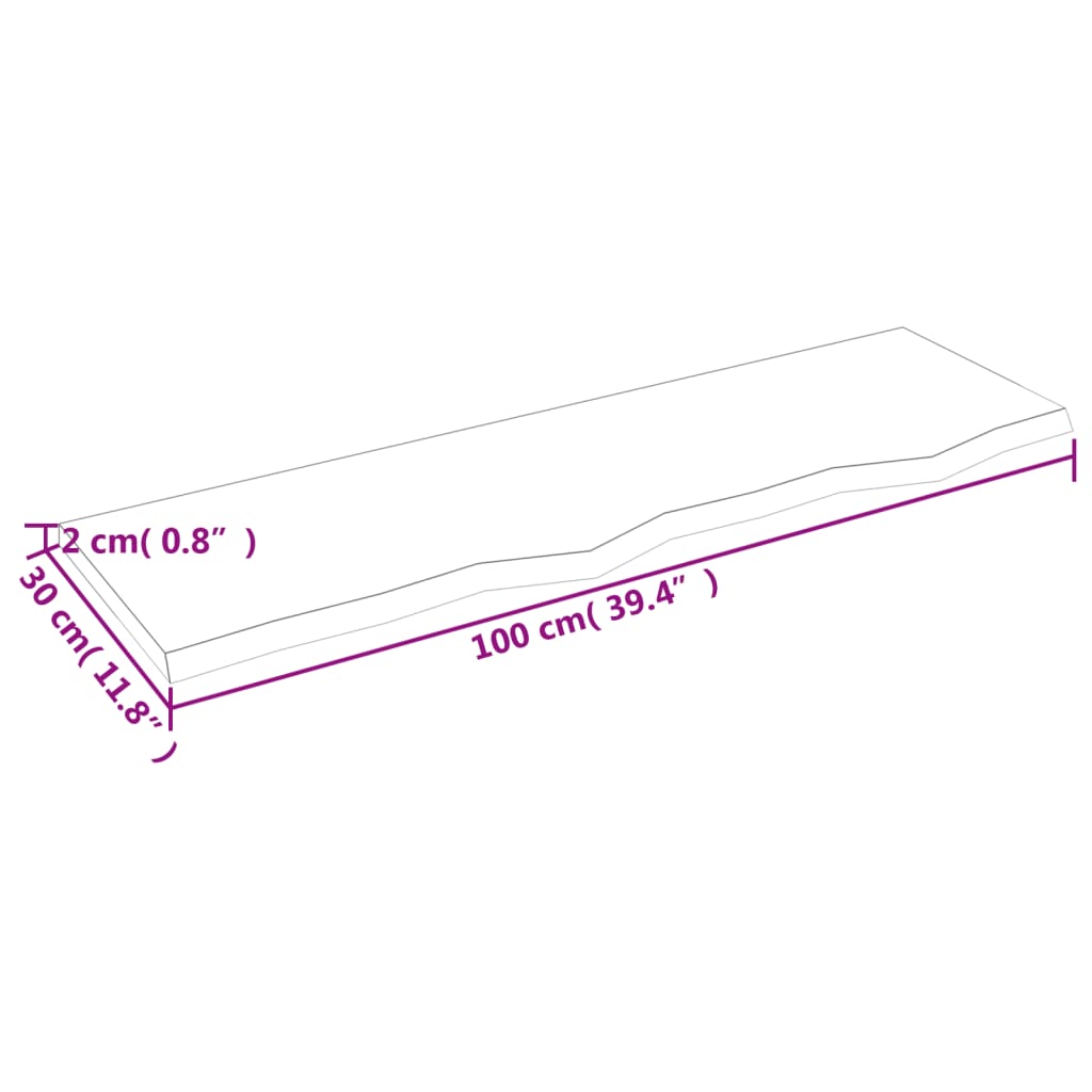 vidaXL világosbarna kezelt tömör fa fürdőszobai pult 100x30x2 cm