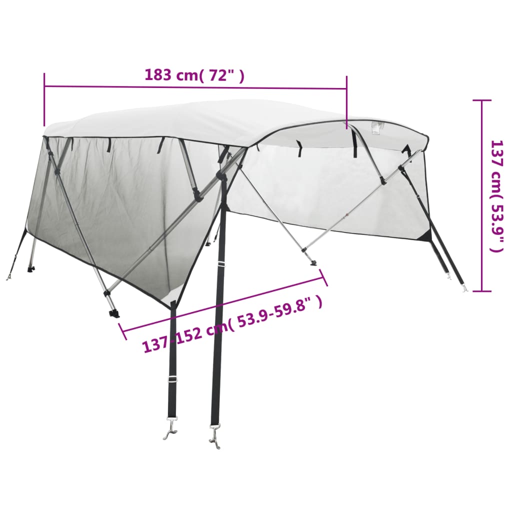 vidaXL háromágú bimini tető hálós oldalfalakkal 183x(137-152)x137 cm
