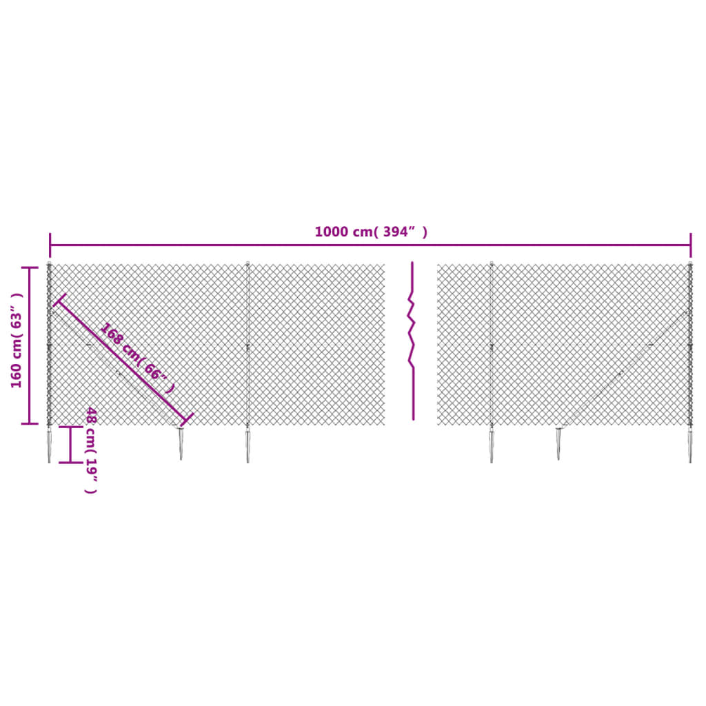 vidaXL zöld drótkerítés cövekekkel 1,6 x 10 m