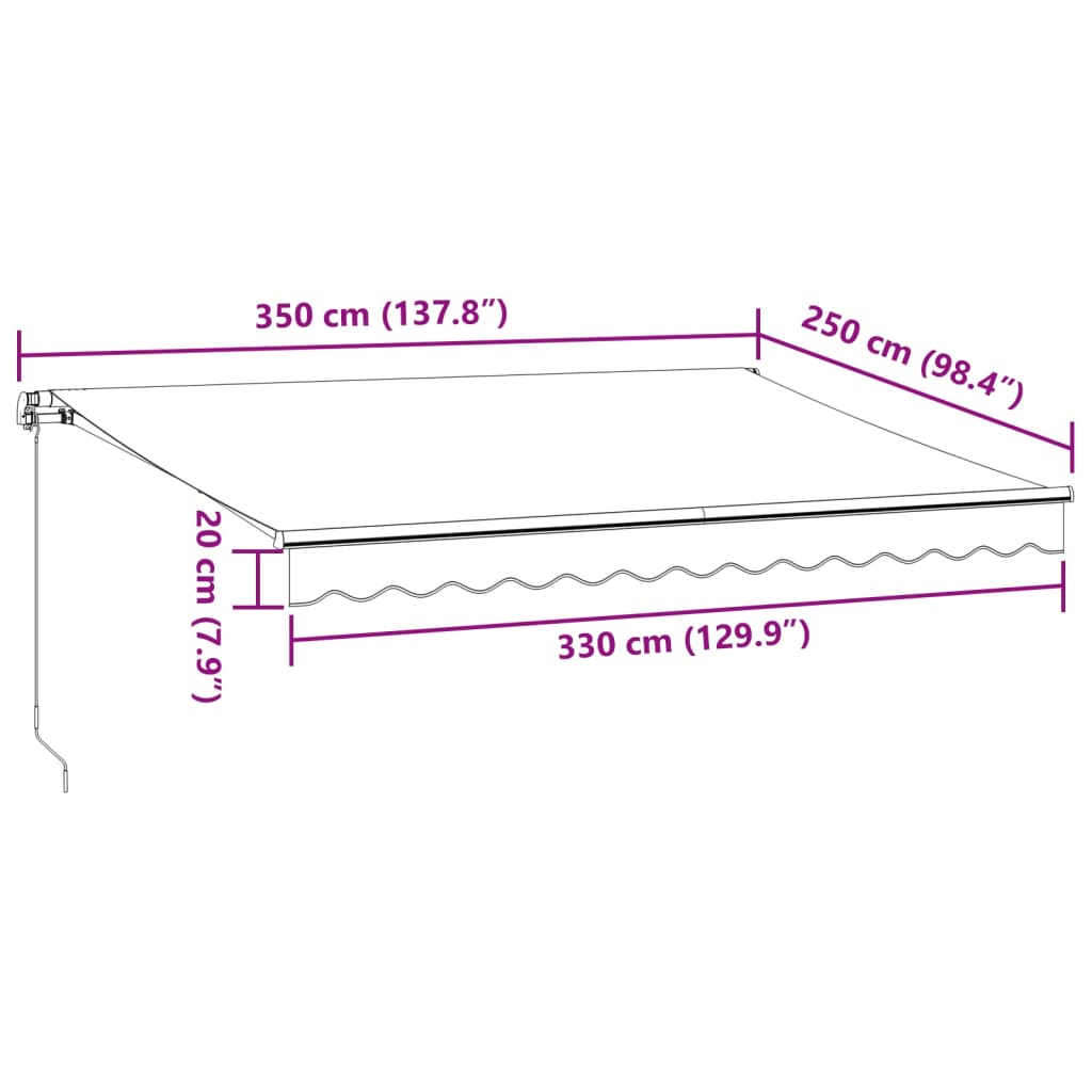 vidaXL antracitszürke-fehér kézzel kihúzható napellenző 350 x 250 cm