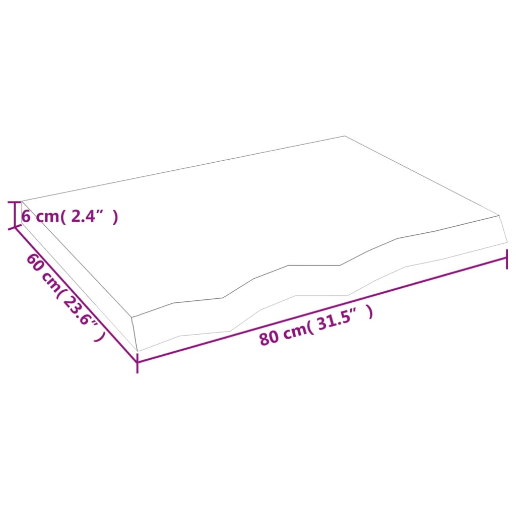 vidaXL kezeletlen tömör tölgyfa asztallap 80x60x(2-6) cm