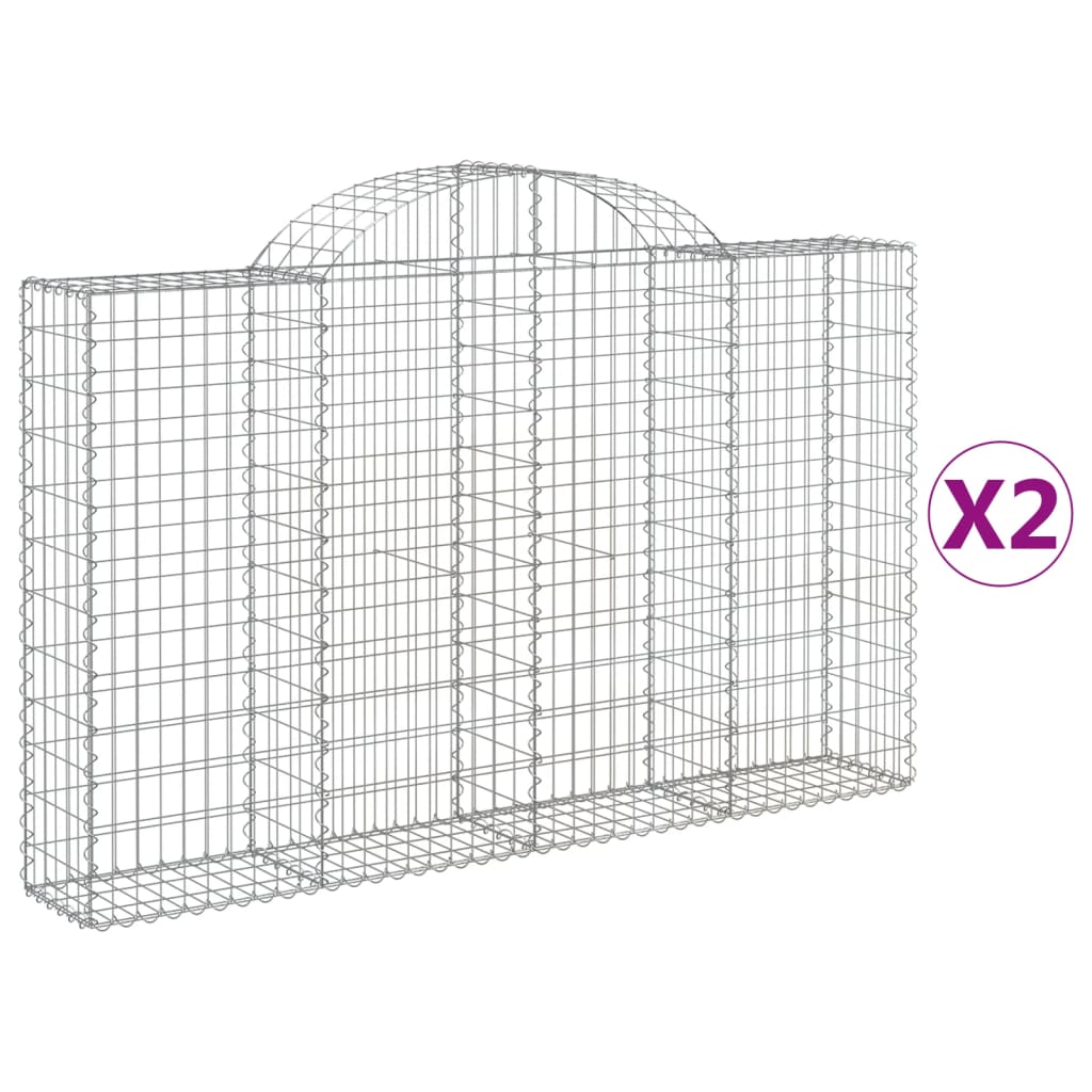 vidaXL 2 db íves horganyzott vas gabion kosár 200x30x120/140 cm