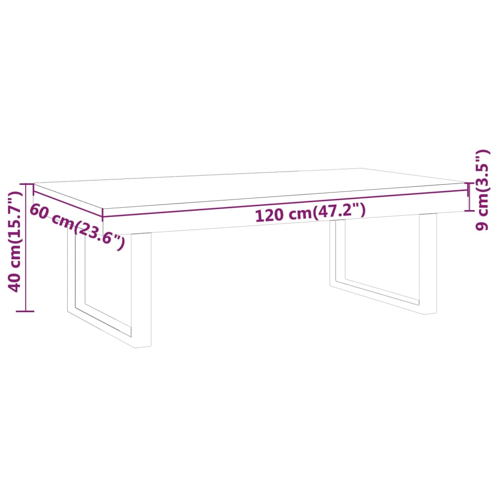 vidaXL sötétbarna és fekete MDF és vas dohányzóasztal 120x60x40 cm