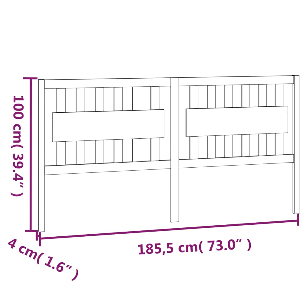 vidaXL fekete tömör fenyőfa ágyfejtámla 185,5 x 4 x 100 cm