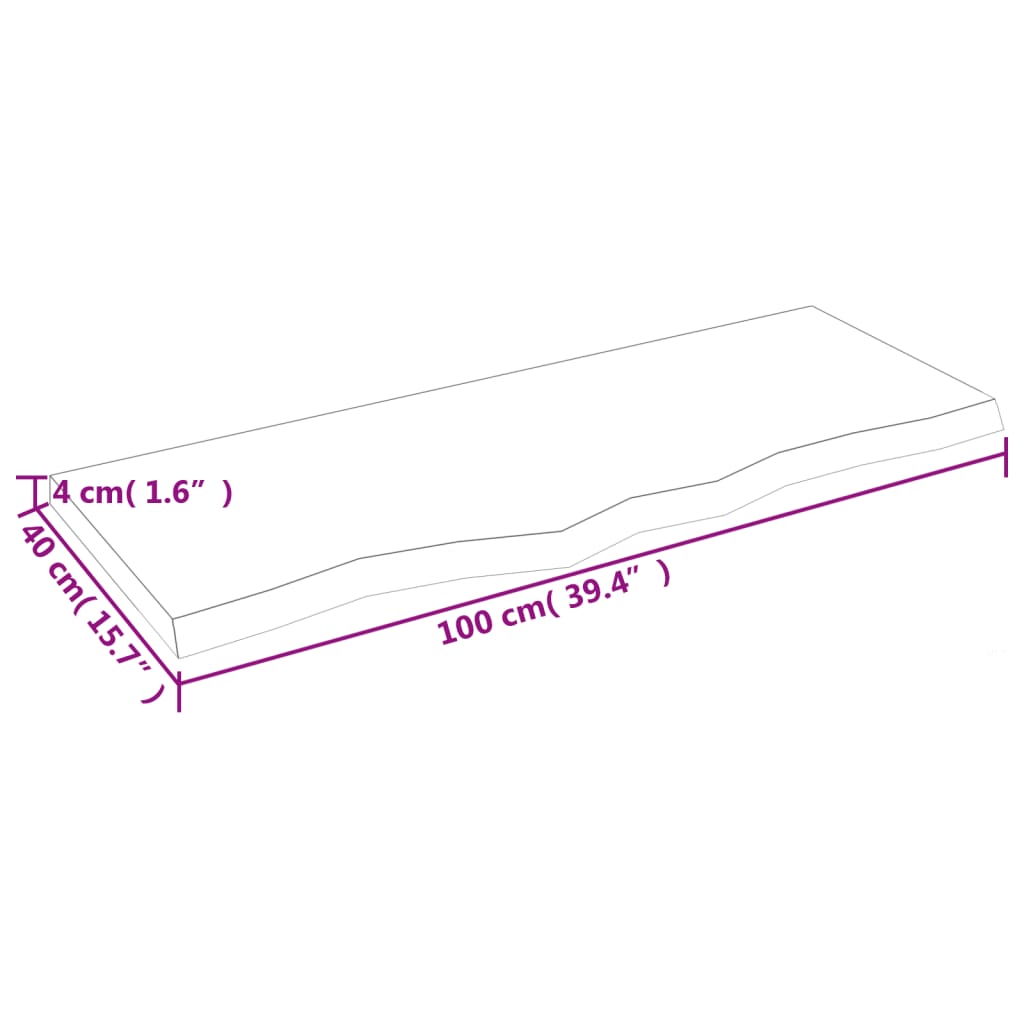 vidaXL sötétbarna kezelt tömör fa fürdőszobai pult 100x40x(2-4) cm