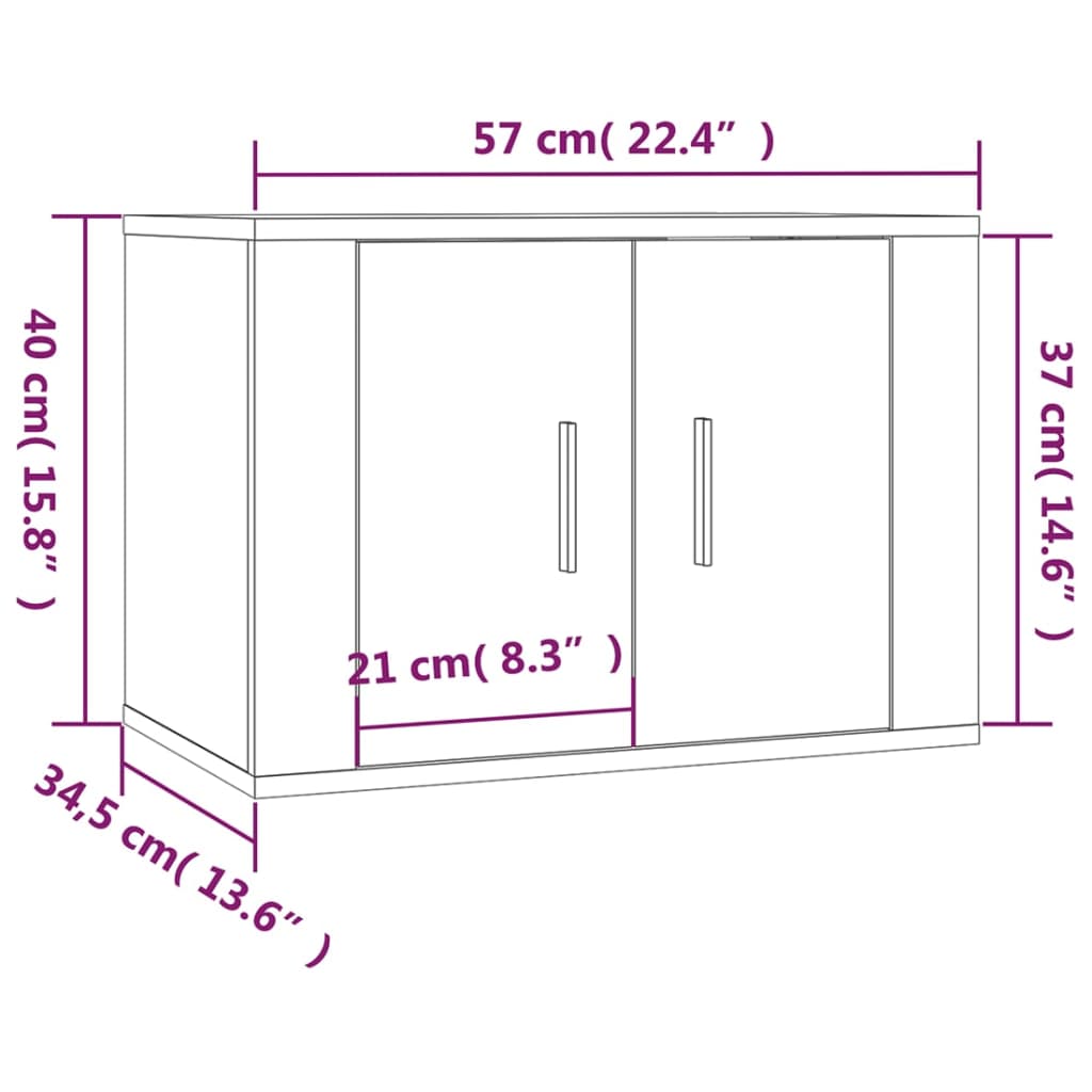 vidaXL 2 db betonszürke fali TV-szekrény 57x34,5x40 cm