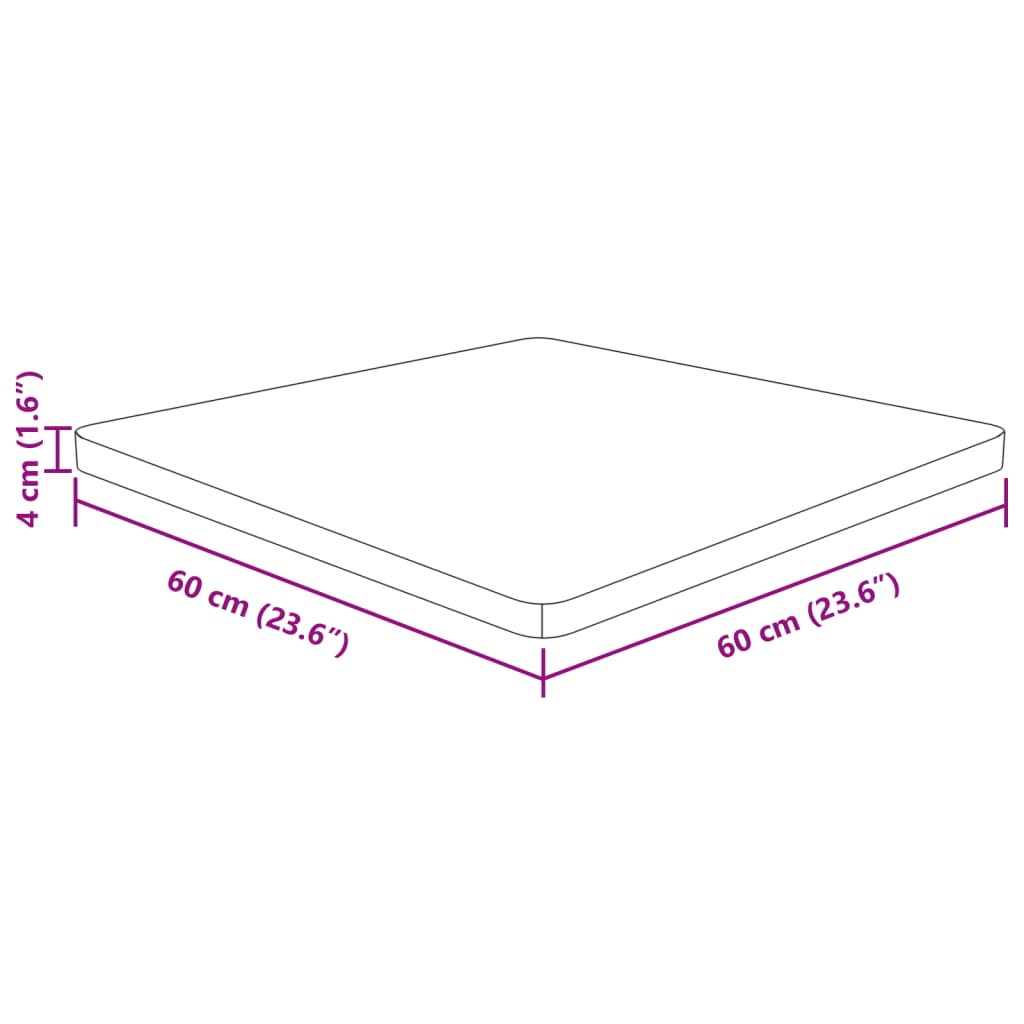 vidaXL világosbarna kezelt tömör tölgyfa négyzet asztallap 60x60x4cm