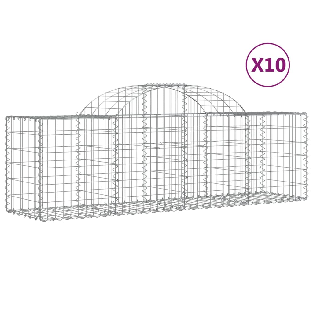 vidaXL 10 db íves horganyzott vas gabion kosár 200x50x60/80 cm