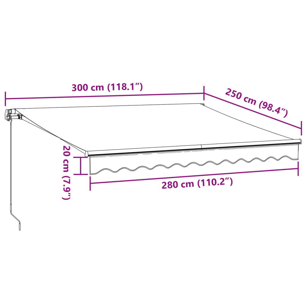 vidaXL antracitszürke-fehér kézzel kihúzható napellenző 300 x 250 cm