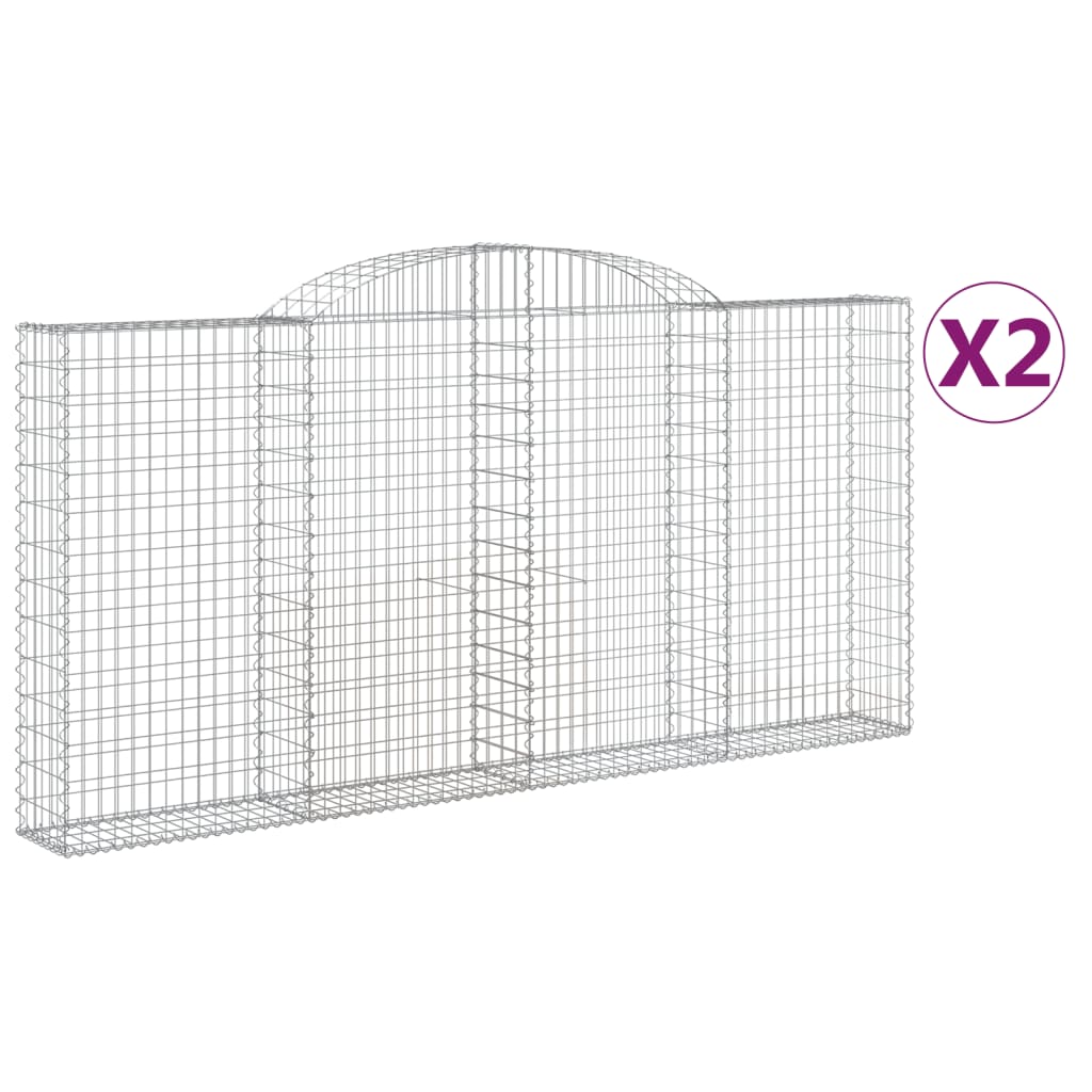 vidaXL 2 db íves horganyzott vas gabion kosár 300x30x140/160 cm