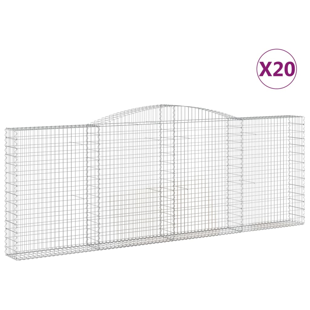 vidaXL 20 db íves horganyzott vas gabion kosár 400x30x140/160 cm