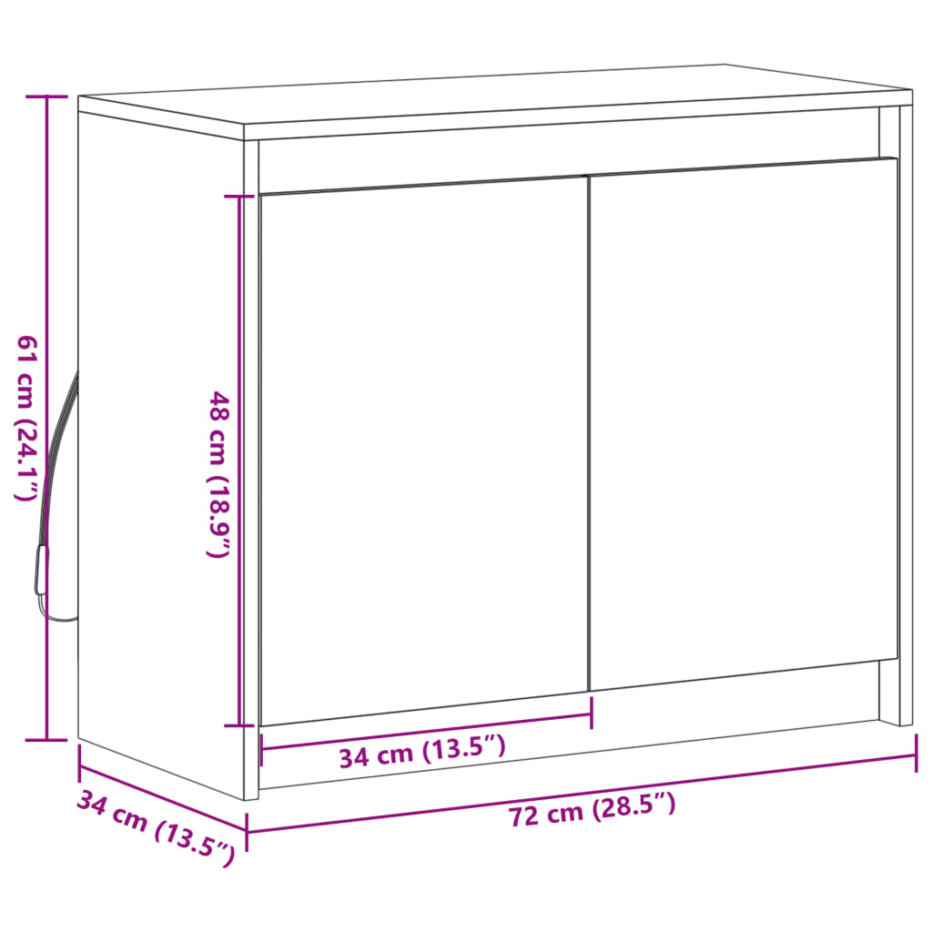 vidaXL füstös tölgy szerelt fa tálalószekrény LED-del 72 x 34 x 61 cm