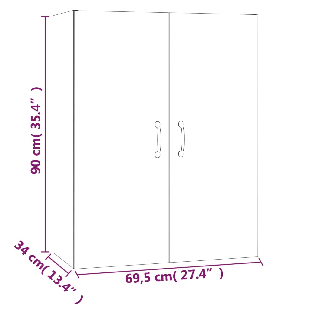 vidaXL barna tölgy színű szerelt fa függőszekrény 69,5 x 34 x 90 cm