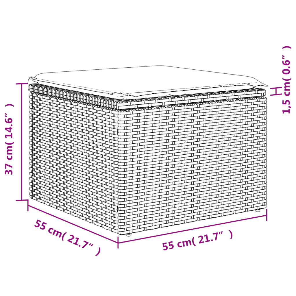 vidaXL 6 részes fekete polyrattan kerti ülőgarnitúra párnákkal