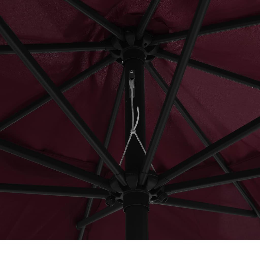 vidaXL bordó kültéri napernyő fémrúddal 390 cm