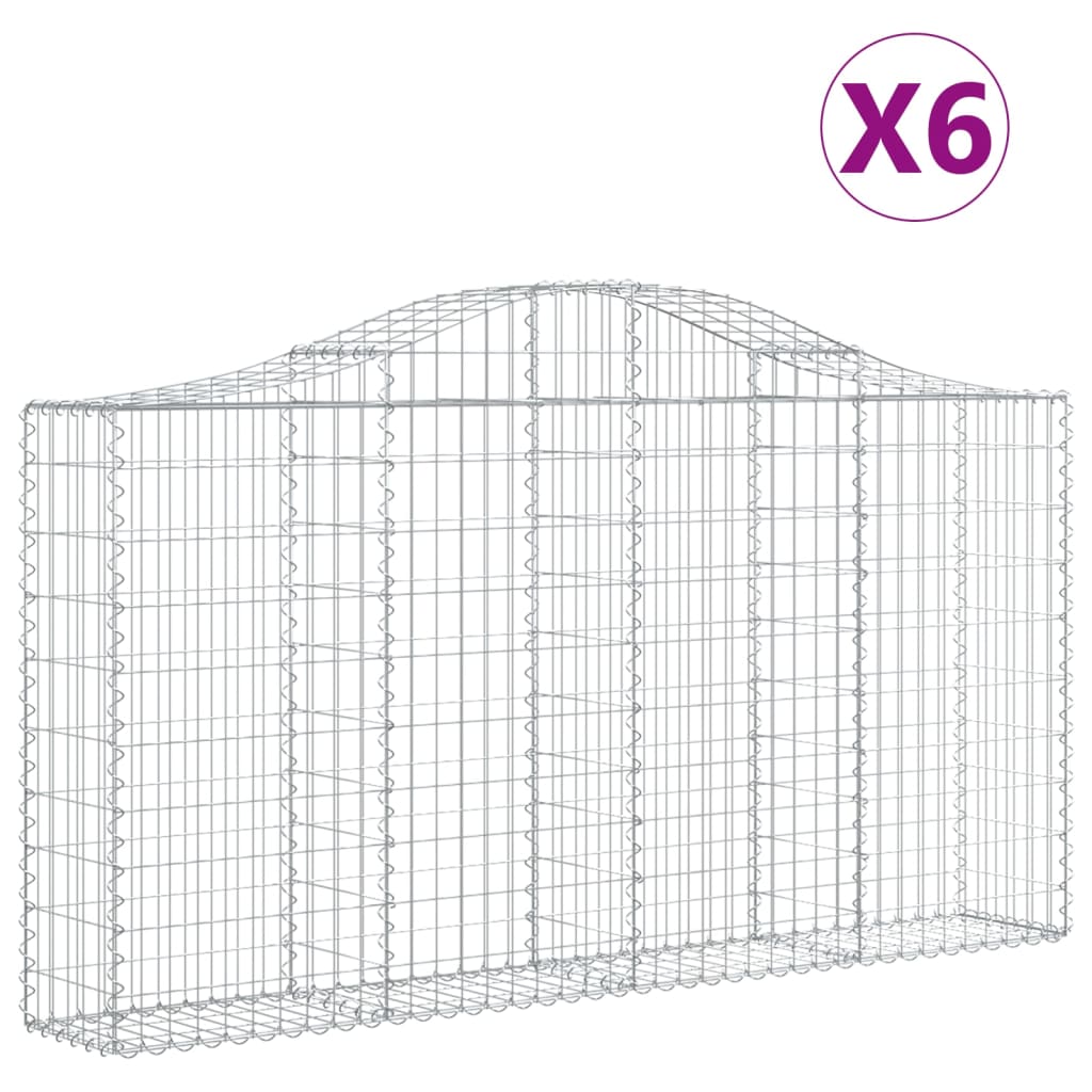 vidaXL 6 db íves horganyzott vas gabion kosár 200x30x100/120 cm