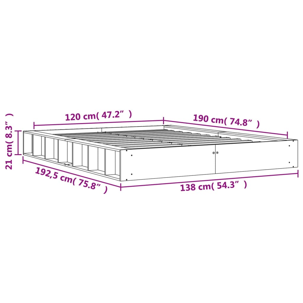 vidaXL viaszbarna tömör fenyőfa ágykeret 120 x 190 cm