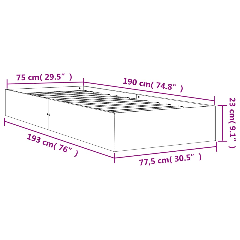 vidaXL viaszbarna tömör fenyőfa ágy matrac nélkül 75 x 190 cm