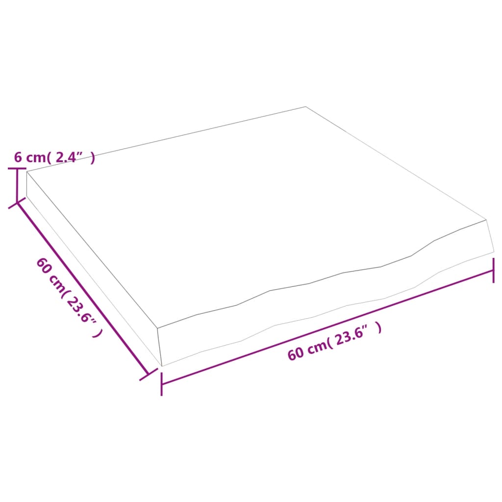 vidaXL kezeletlen tömör tölgyfa asztallap 60x60x(2-6) cm