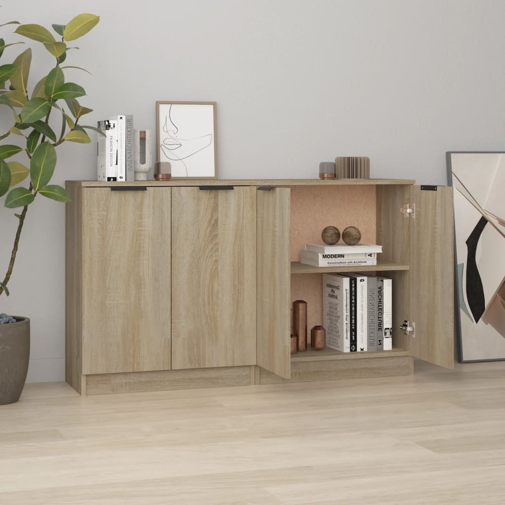 vidaXL 2 db sonoma-tölgyszínű szerelt fa tálalóasztal 60 x 30 x 70 cm