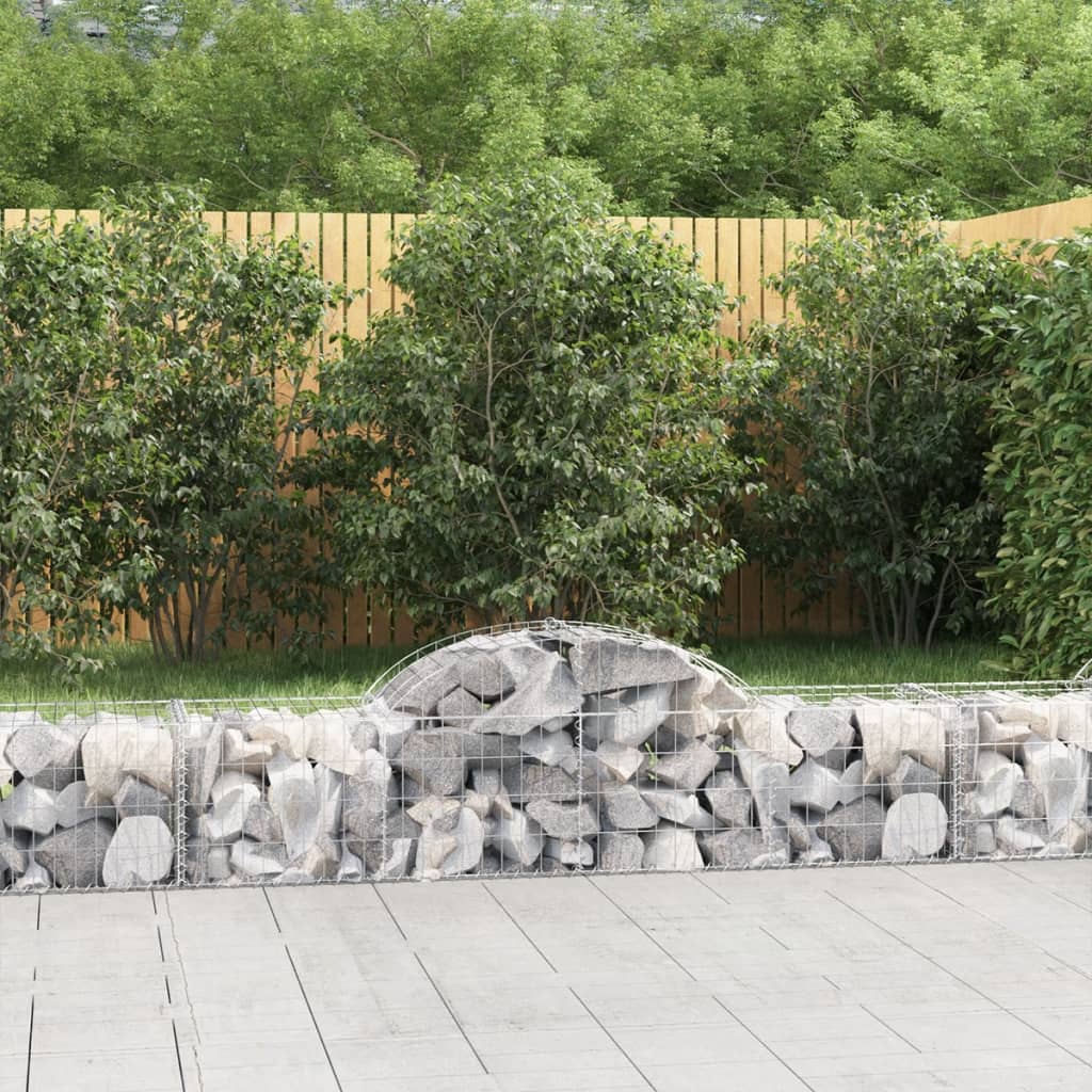 vidaXL 12 db íves horganyzott vas gabion kosár 200x50x40/60 cm