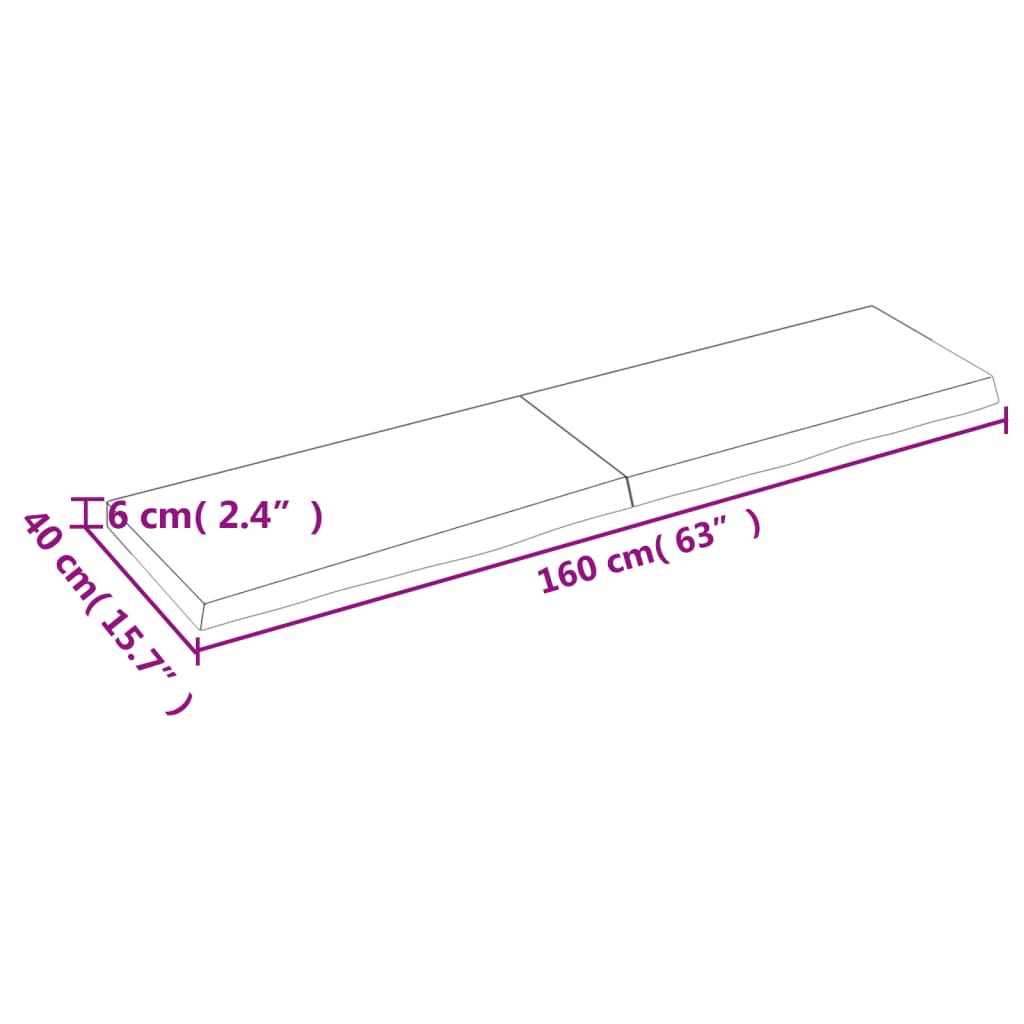 vidaXL sötétbarna kezelt tömör tölgyfa asztallap 160x40x(2-6) cm