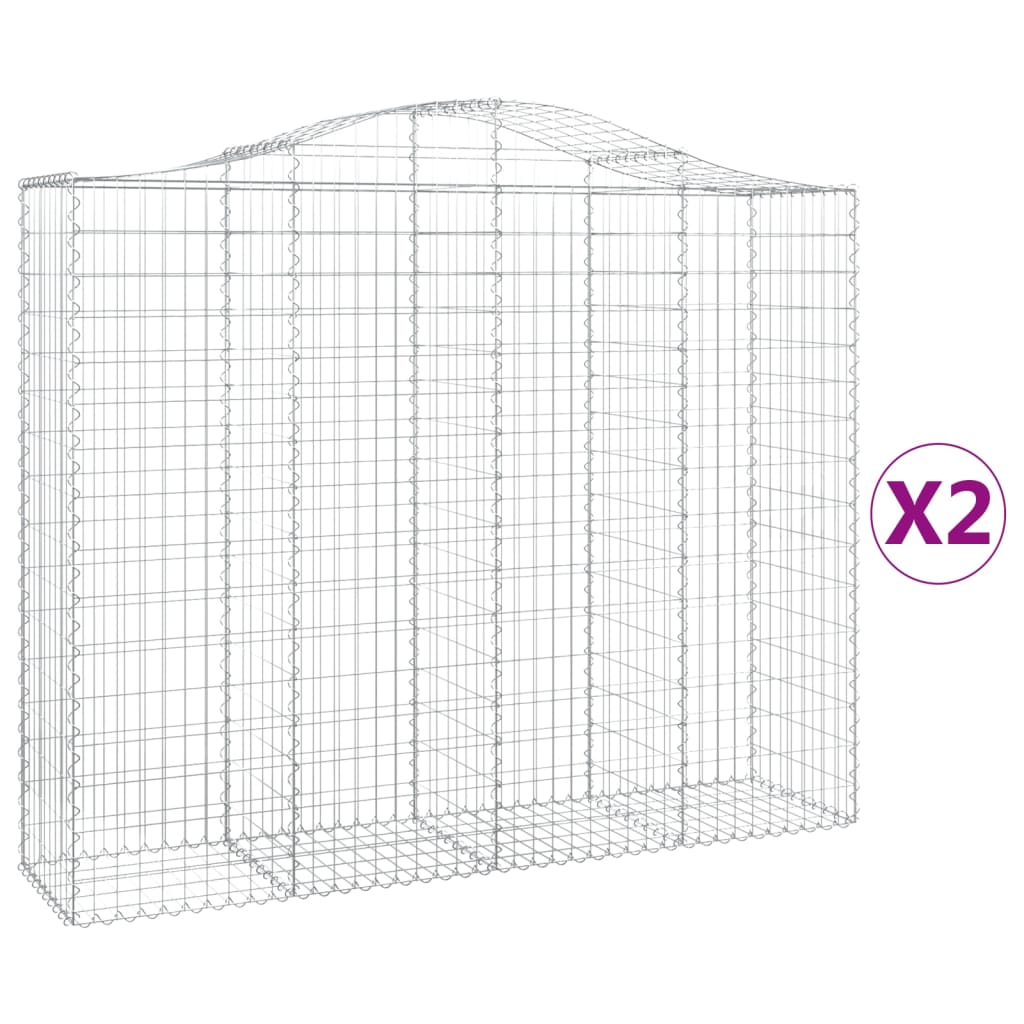 vidaXL 2 db íves horganyzott vas gabion kosár 200x50x160/180 cm