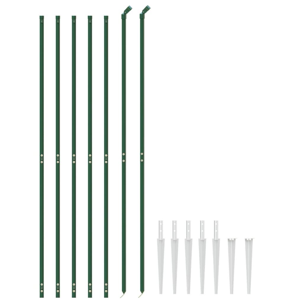 vidaXL zöld drótkerítés cövekekkel 1,4 x 10 m