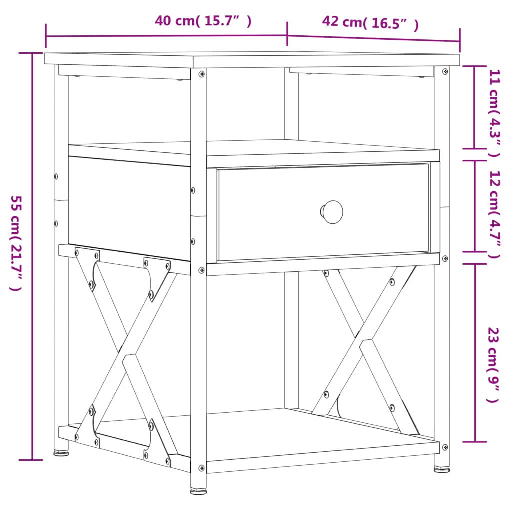 vidaXL 2 db sonoma tölgy színű szerelt fa éjjeliszekrény 40x42x55 cm