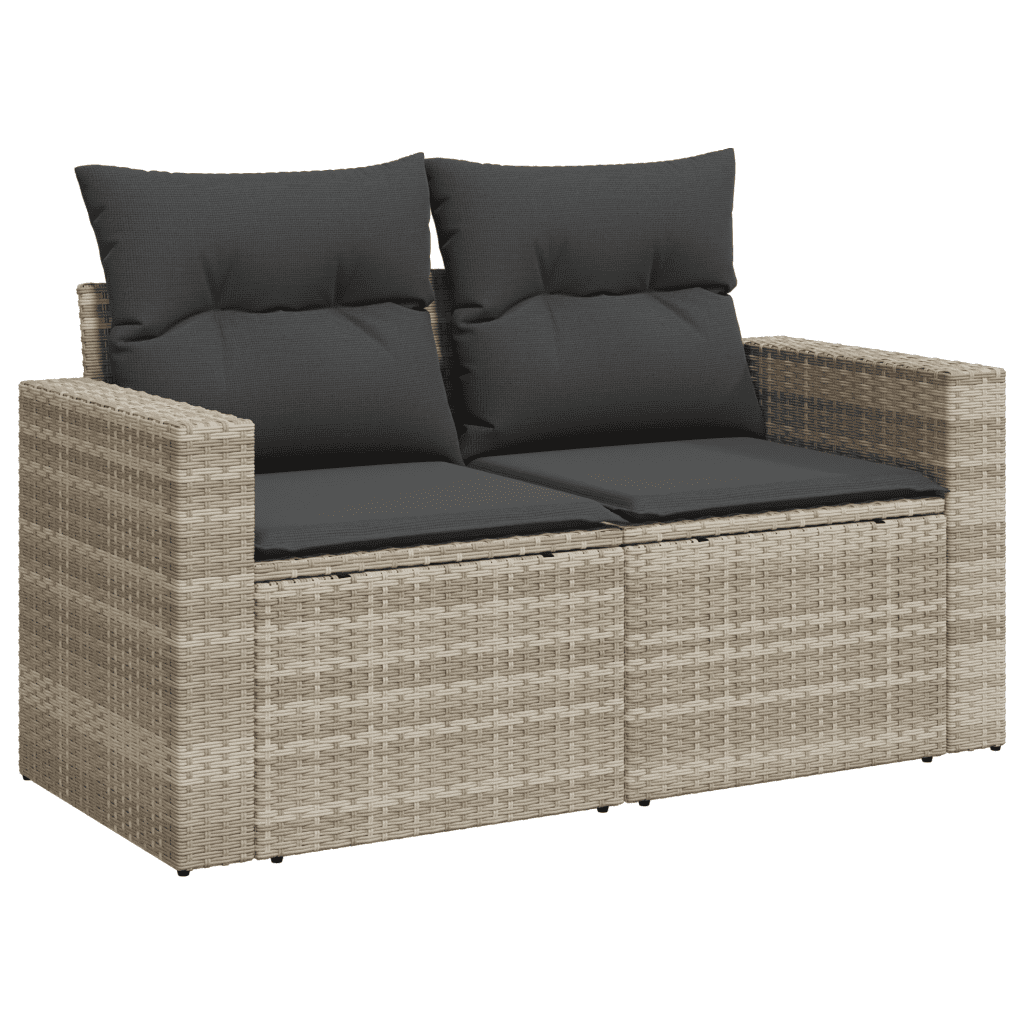 vidaXL 11 részes világosszürke polyrattan kerti ülőgarnitúra párnákkal