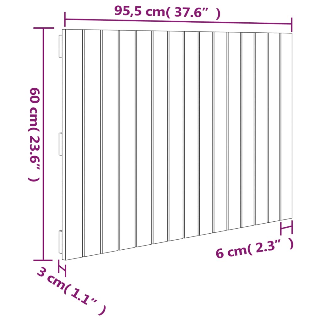 vidaXL fehér tömör fenyőfa fali fejtámla 95,5 x 3 x 60 cm