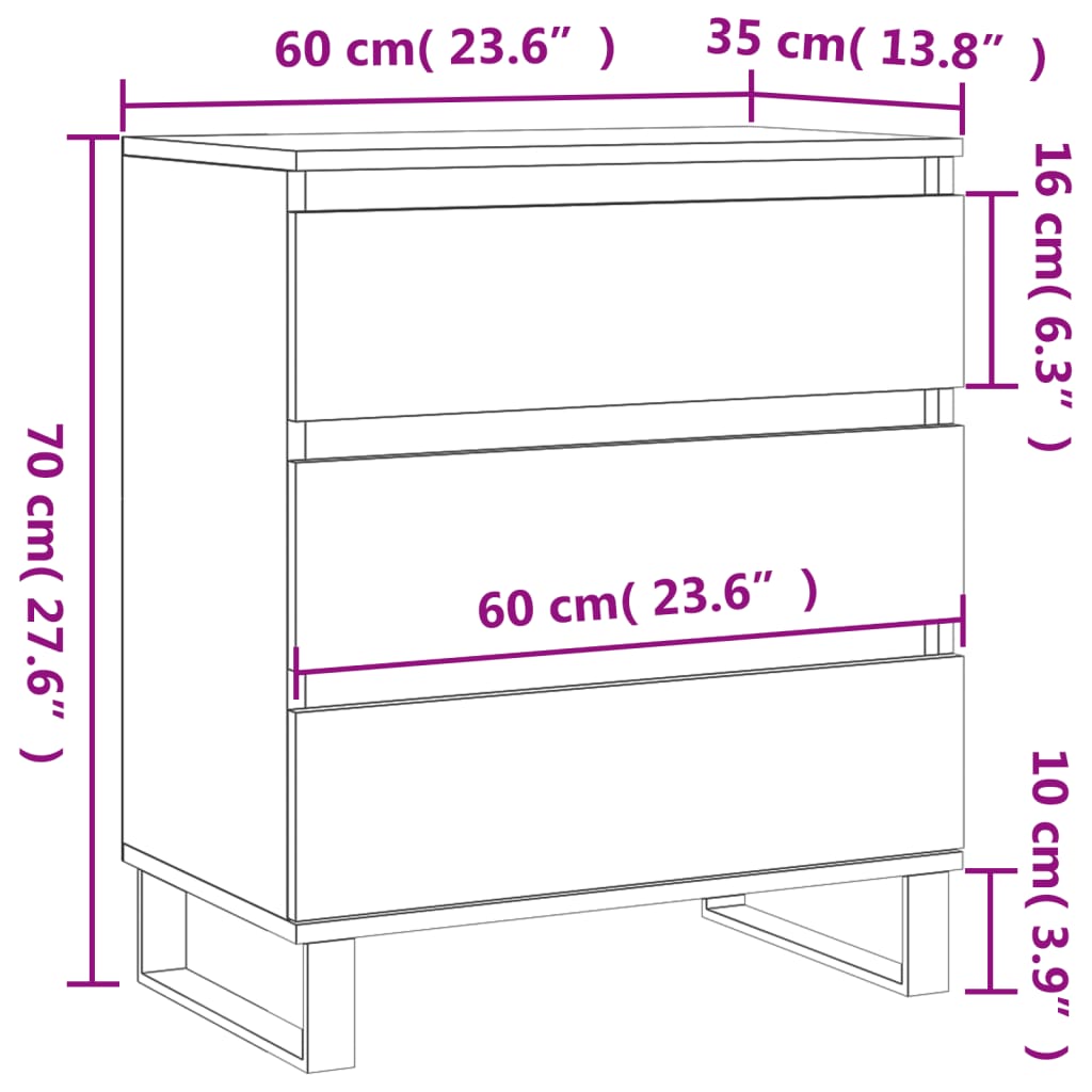 vidaXL füstös tölgy színű szerelt fa tálalószekrény 60 x 35 x 70 cm