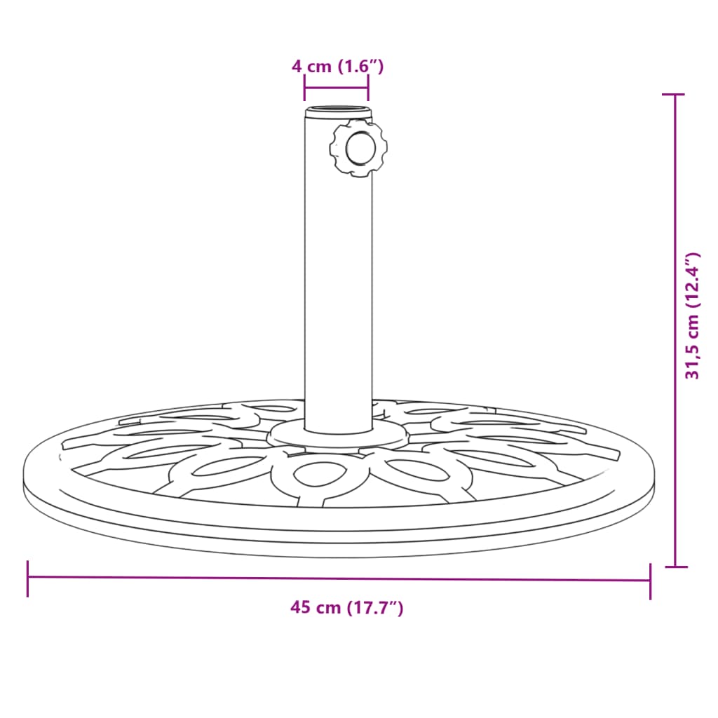 vidaXL kerek napernyőtalp rúdhoz Ø38 / 48 mm 12 kg