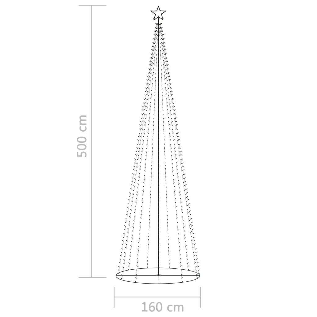 vidaXL kúp alakú karácsonyfa 752 színes LED-del 160 x 500 cm