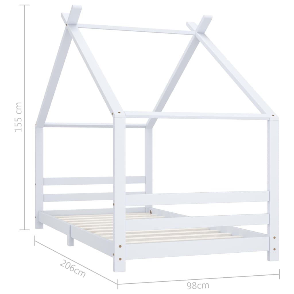 vidaXL fehér tömör fenyőfa gyerekágy-keret 90 x 200 cm