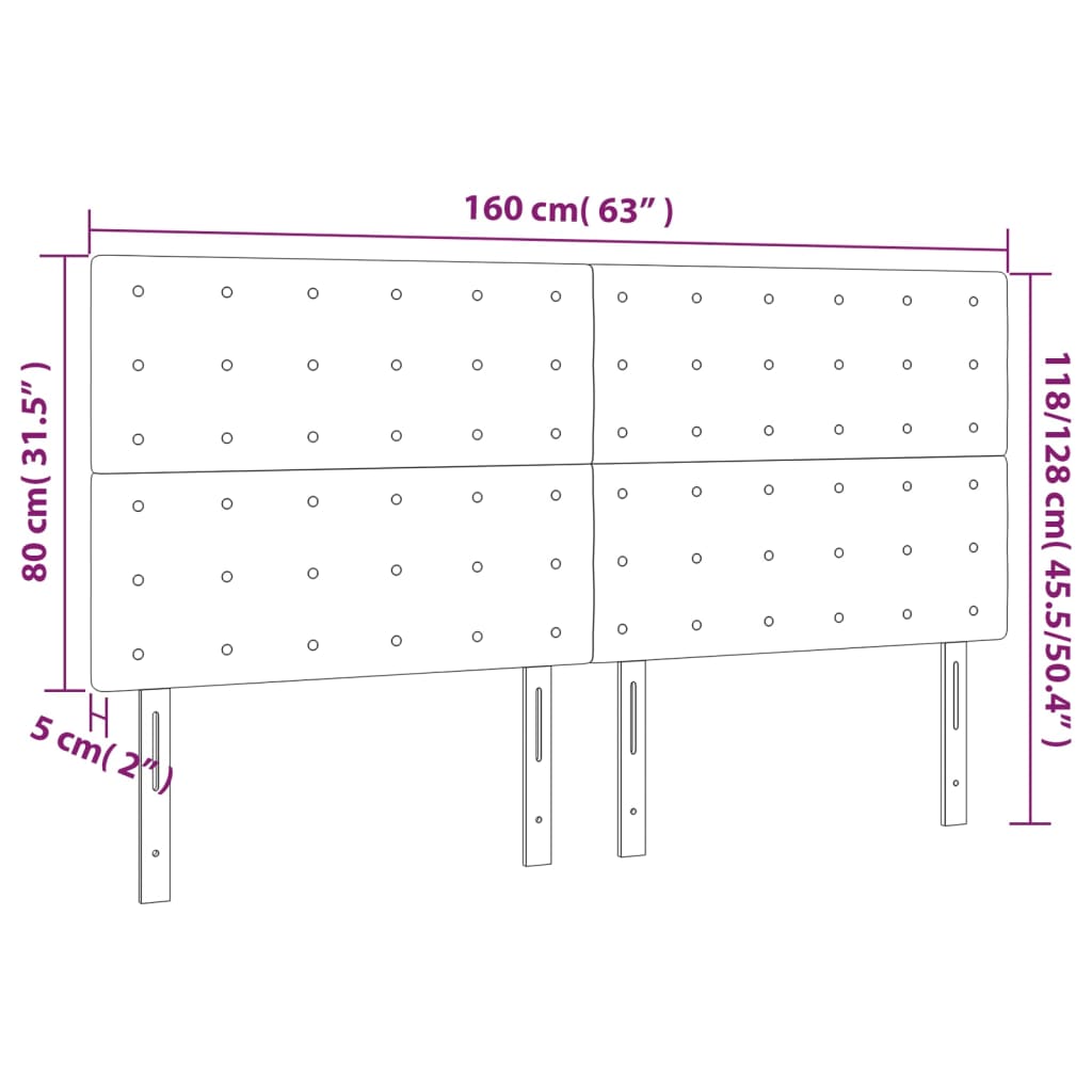 vidaXL 4 db sötétbarna szövet fejtámla 80 x 5 x 78/88 cm